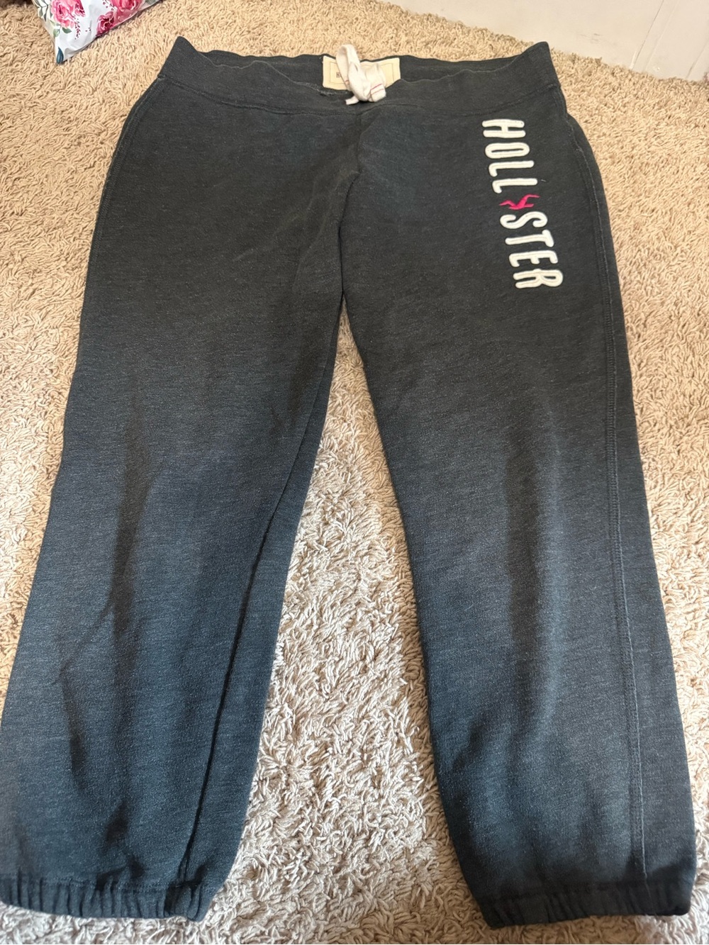 Hollister Girls' Charcoal Gray Logo Sweatpants